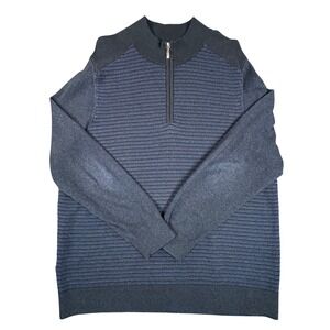 Tommy Bahama Mens Quarter Zip Sweater XL Blue Striped Knit Pullover Comfort Core